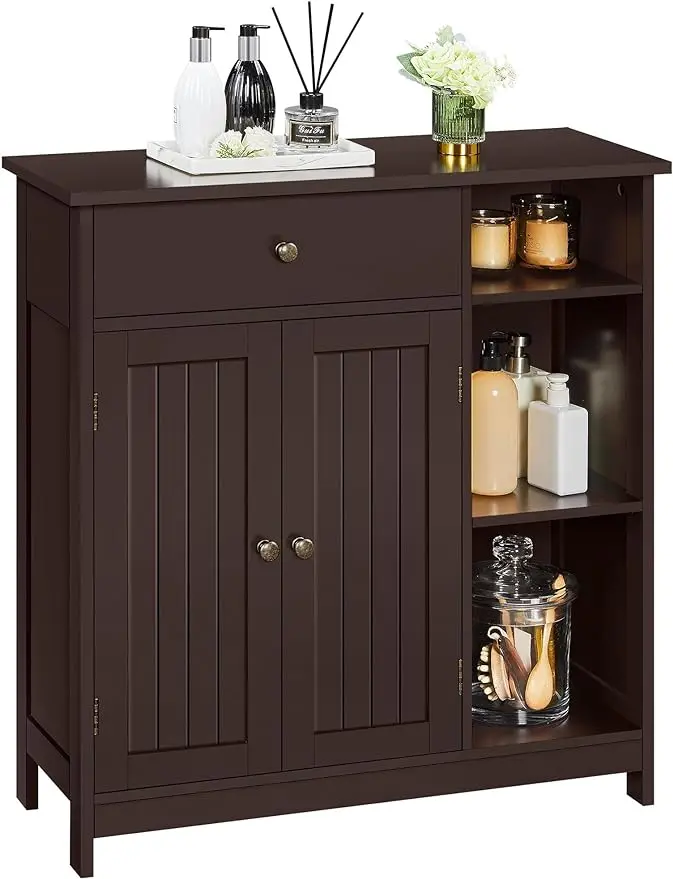 

Bathroom Cabinet, Kitchen Freestanding Storage Organizer, Large Side Cabinet with Doors,Drawer & Adjustable Shelves for Entryway