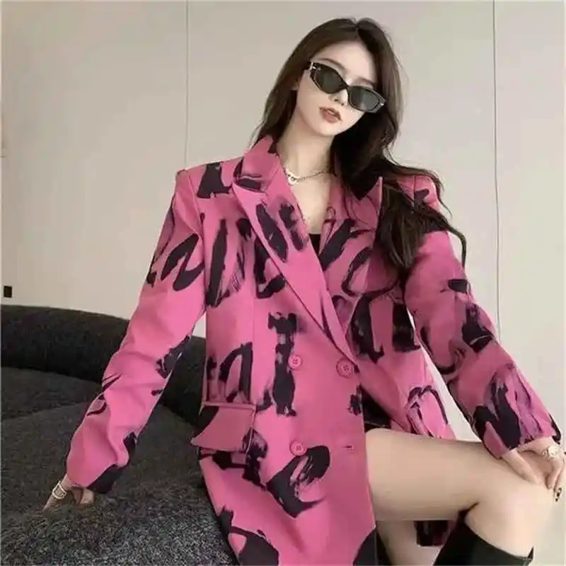 Spring Autumn Suit Coat Women Suits Blazer New Fashion Print Suit Jacket Good-looking Korean Women Receive High Praise