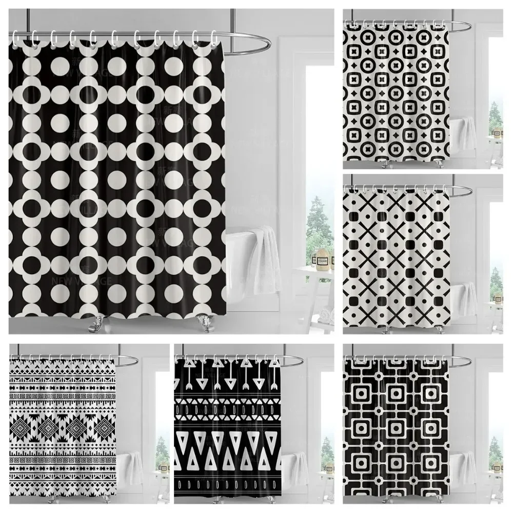 

Украшение дома, занавески для душа, водонепроницаемая занавеска для ванной комнаты, ткань для гостиной, современный скандинавский современный геометрический узор, простой