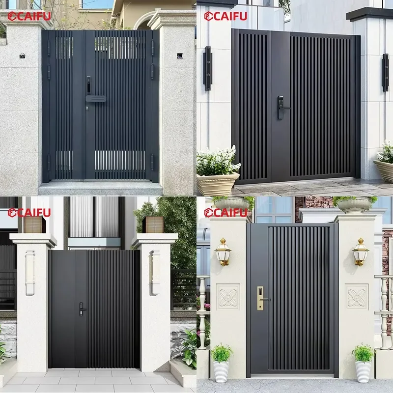 Custom Designed Aluminum Alloy Courtyard Door Single/Double Swing Parent-Child Louvered Entry Gate for Outdoor Garden Villa
