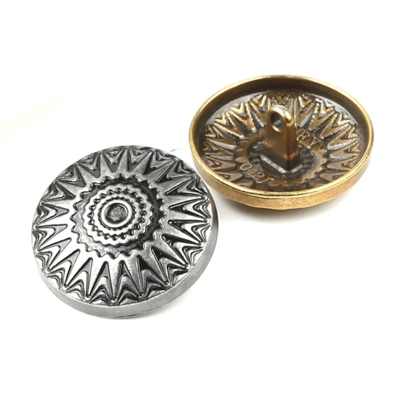 Round Metal Sewing Buttons for Needlework, Vintage Clothing Accessories, British Style, Coat and Jacket, Fashion, 10Pcs Per Lot