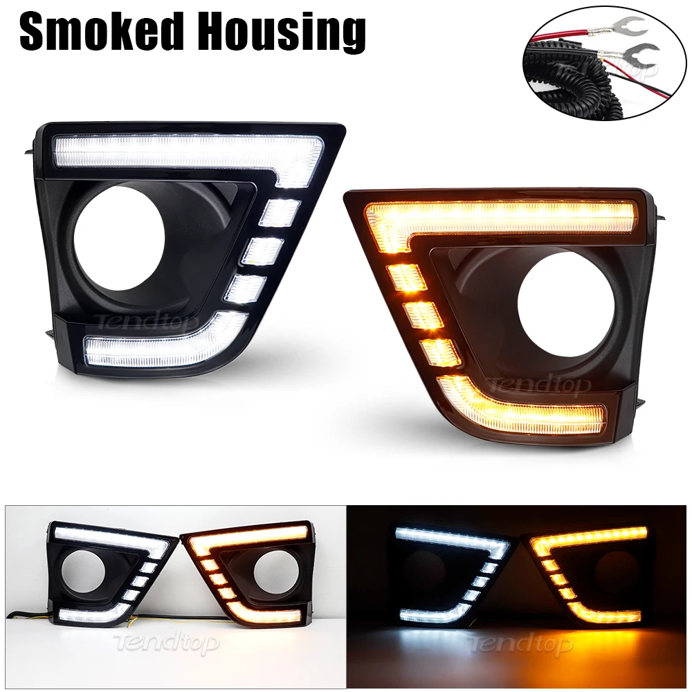 LED Daytime Running Light Front Bumper DRL Dynamic Turn Signal Lamp For Toyota Corolla Altis  2014-2017  Amber Fog Lamp