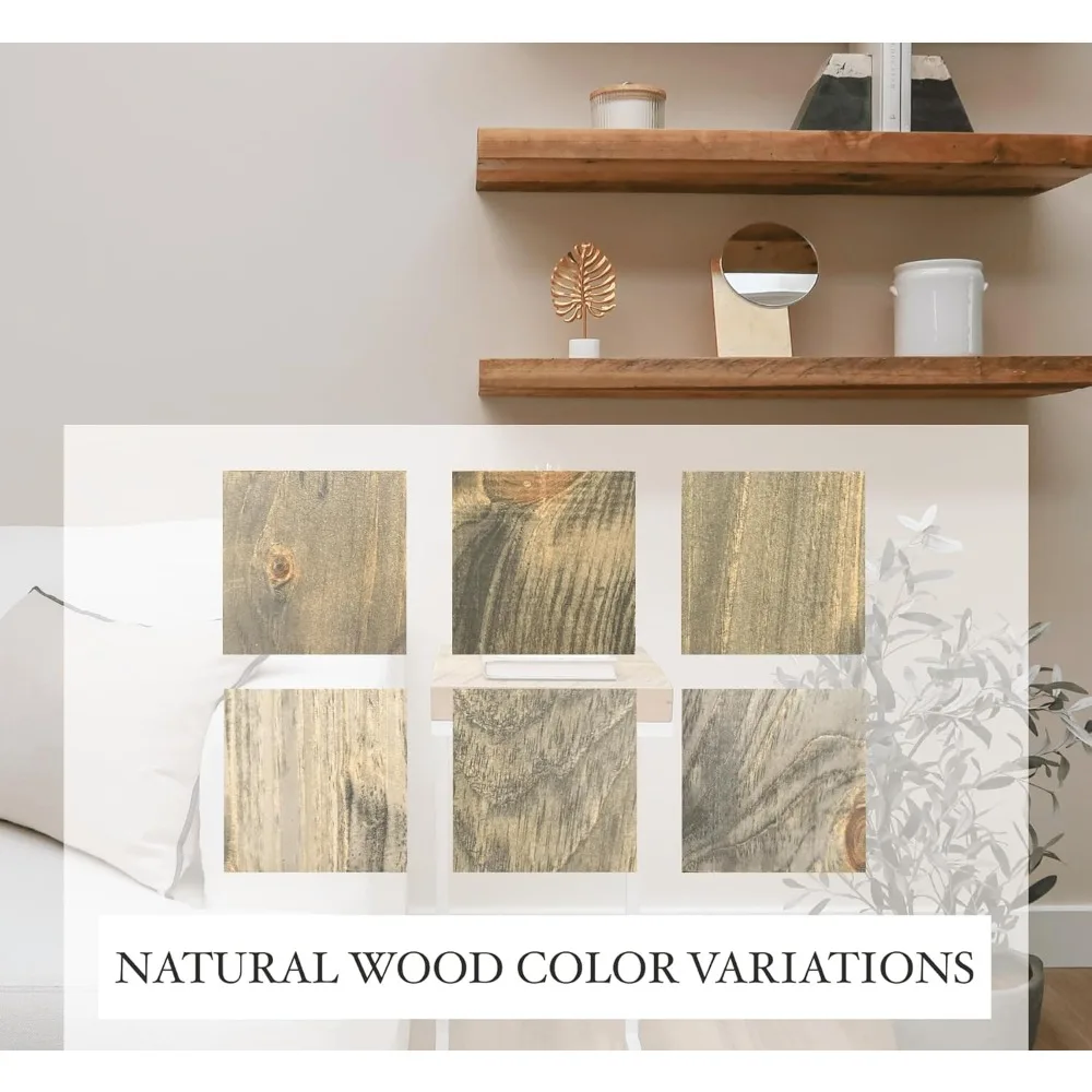 مجموعة أرفف عائمة ريفية شديدة التحمل من الخشب الصلب مكونة من قطعتين مع دعامات مخفية، مثبتة على الحائط، رمادي، بعرض 12 بوصة × 6 بوصة،