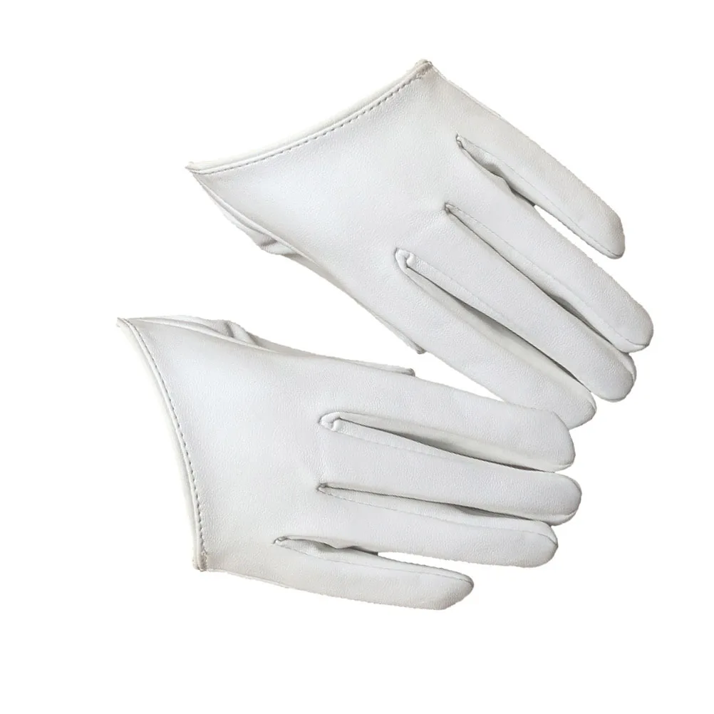 여성용 PU 장갑 흰색 풀 핑거 웨딩 연회 무대 공연 우아한 파티 의상 반손가락 장갑