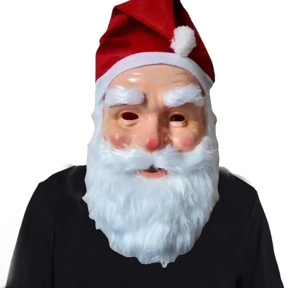 

Funny Face Cover Santa Claus Beard Mask Hat Set 3D Xmas Christmas Decoration Cartoon Muffler Cosplay Accessories Party Gifts