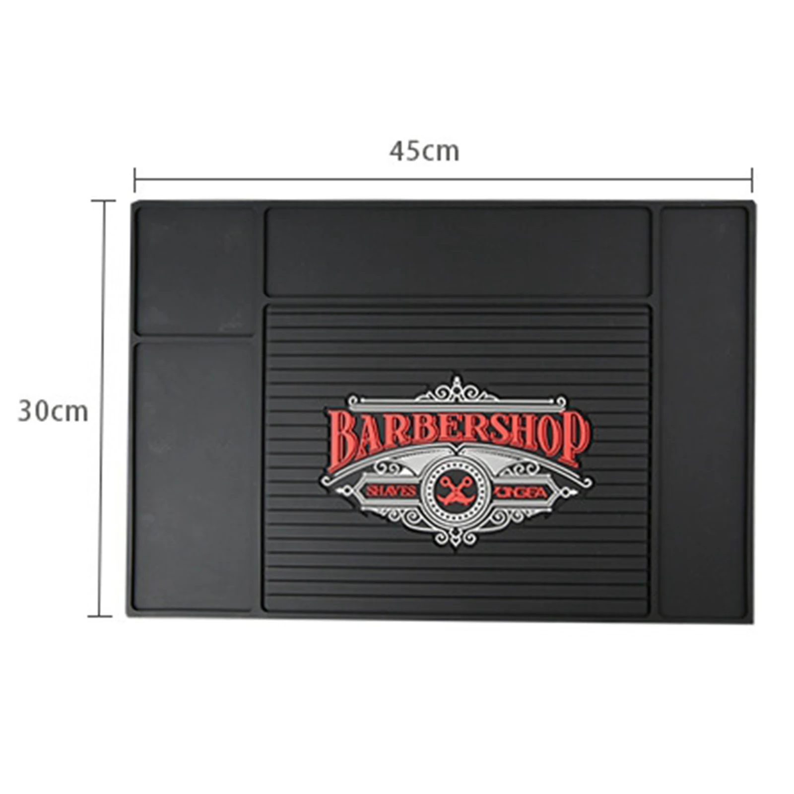 Black PVC Non-Slip Barber Station Mat for Clippers Scissors Trimmers Brushes,Barber Shop Accessories Salon Mats Clipper Tray