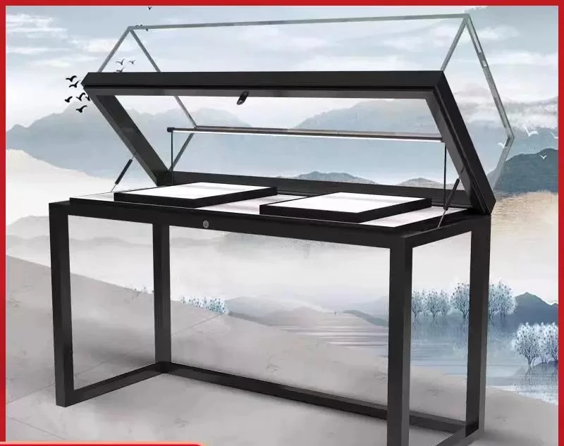 Museum Hydraulic Glass Display Cabinet Documentation Calligraphy and Painting Medal Exhibition Cabinet