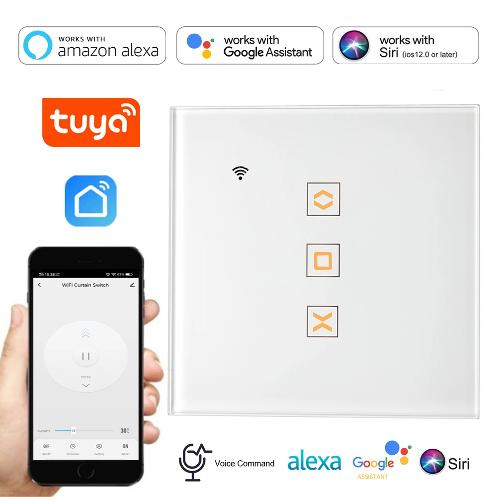 Tuya Smart EU Roller Shutter Curtain Switch WIFI Automation Module for Electric Blinds Motor with Alex Google Home Voice Control