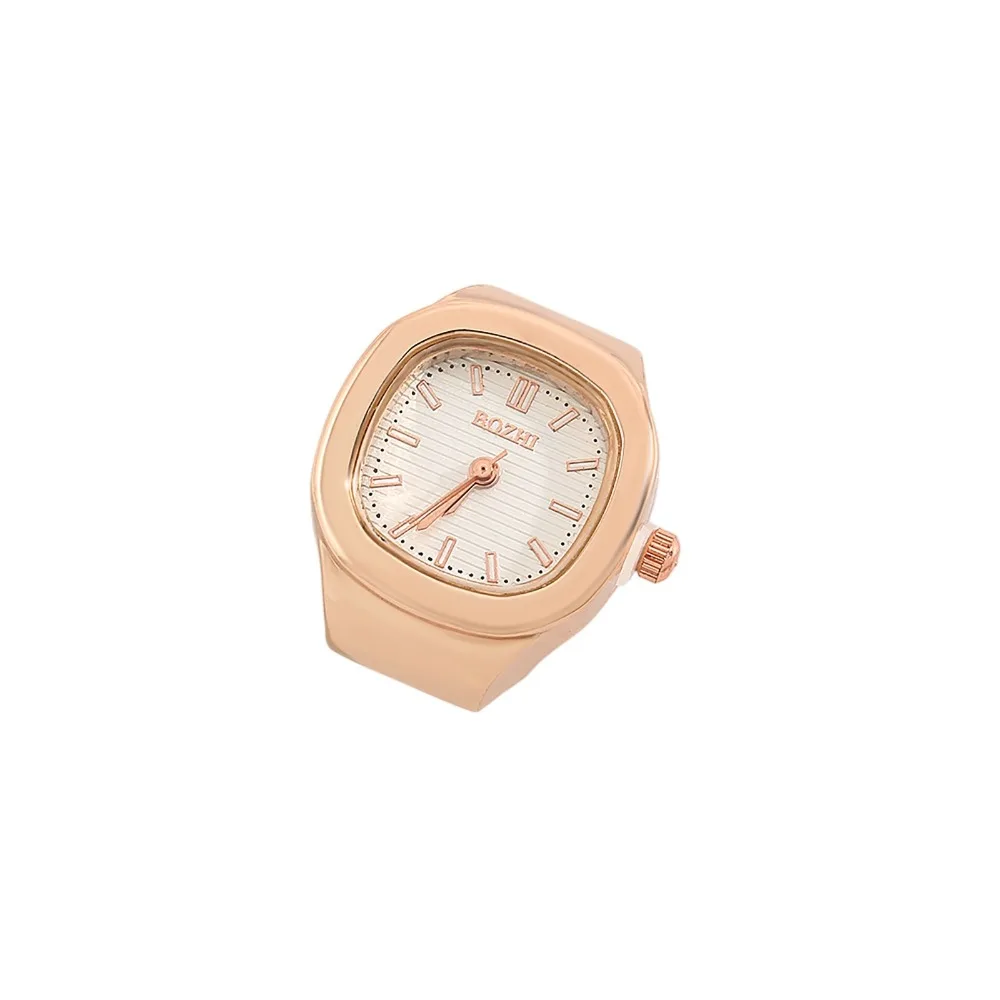 Orologio con anello da dito regolabile creativo Mini orologio al quarzo semplice Orologio da coppia vintage quadrato da uomo e da donna
