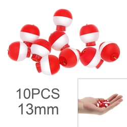 Juego de flotadores de pesca Mini Bobber, boya redonda de Material ABS duro, a presión, rojo y blanco, 13mm/0,51 pulgadas, 10 unidades por lote