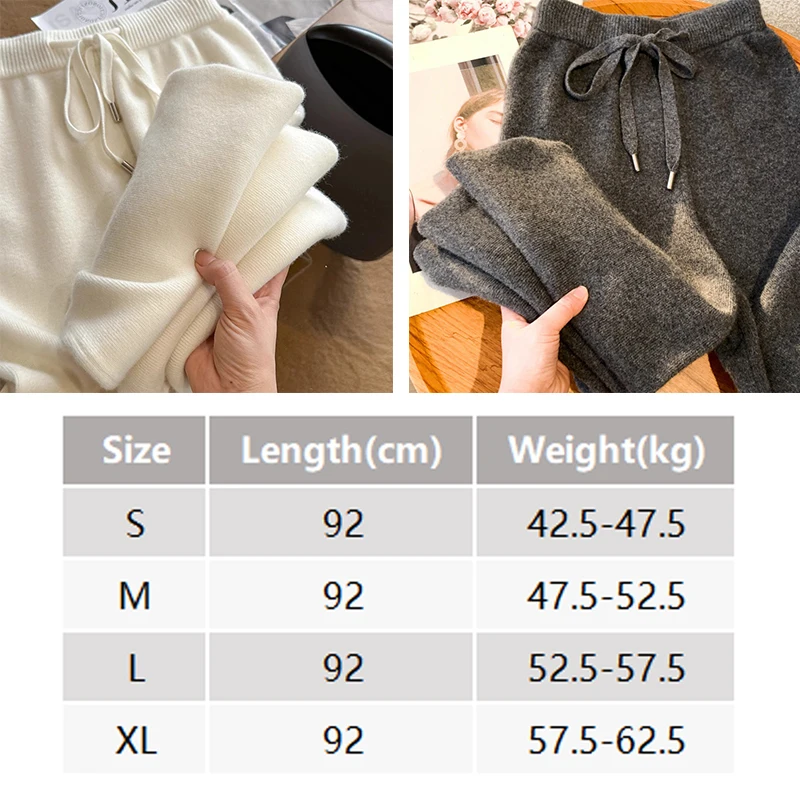 الخريف والشتاء مزاجه الصوف عالية الخصر فضفاضة واسعة الساق السراويل النسائية سحابة عادية لينة شمعي الصوف مستقيم بنطلون