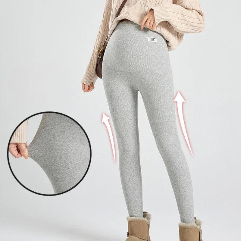 Leggings Chauds et Épais pour Femme Enceinte, Pantalon Ventre, Vêtement de Grossesse, Hiver