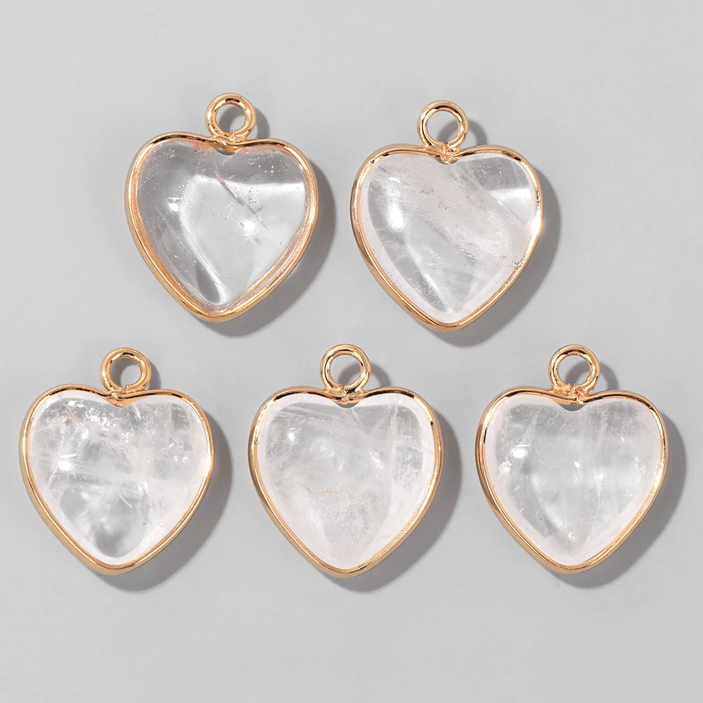 Cute Heart Shape Stone Pendant Natural Gem Charm