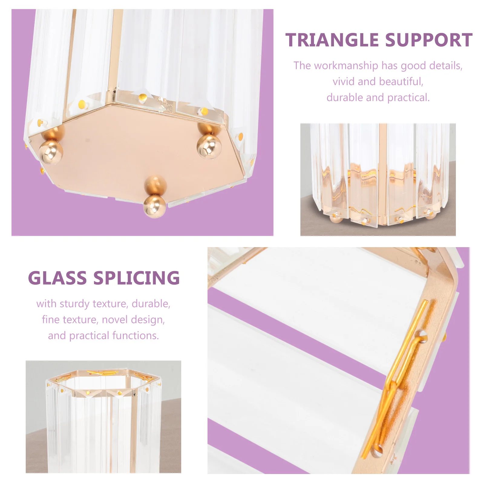 

Geometric Glass Pen Holder Creative Makeup Brush Bucket for Tabletop Storage Organizing Office Supplies Decorative Pot