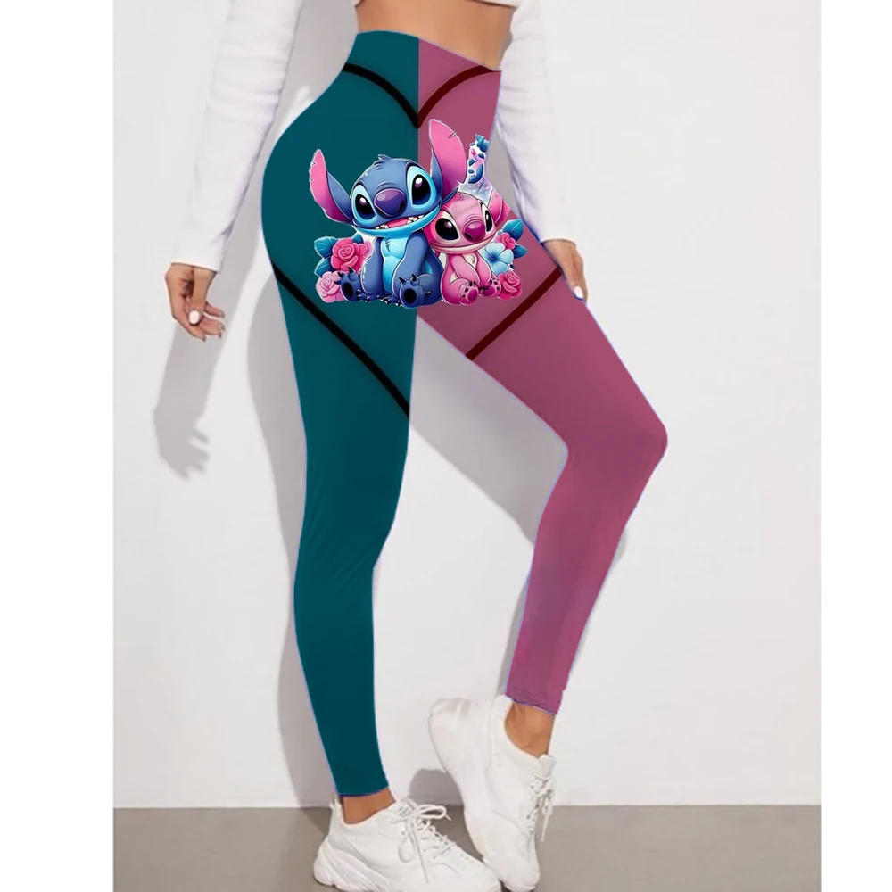 Women's sports Lilo&Stitch printed high elasticity tight fit waist circumference fitness jogging push up slim pencil pants