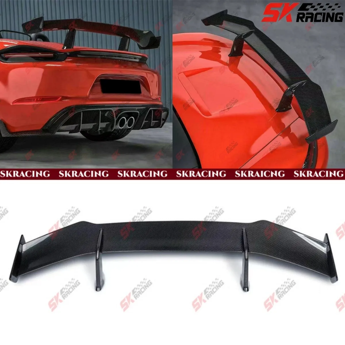 

For Porsche 718 982 Boxster Cayman 17+ Dry Carbon Fiber Rear Trunk Spoiler Wing
