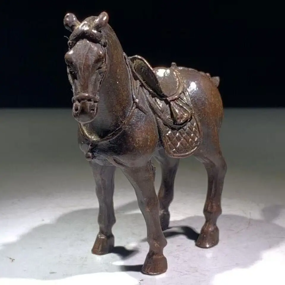 Chinese Old Bronze Copper Statue Hand Carved Horse,Antique handicraft ornaments