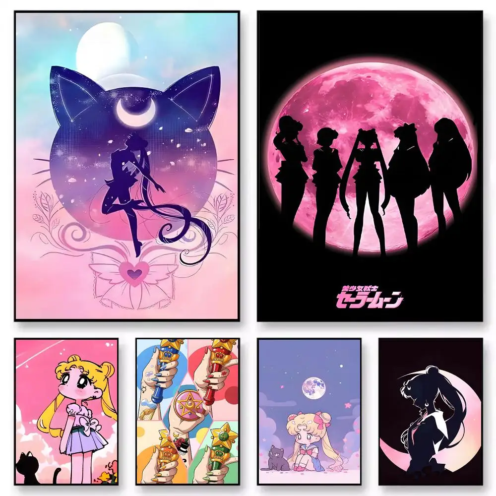 Classic ins S-Sailor Moon Poster Nordic style room wall decoration self-adhesive HD waterproof AFE bar