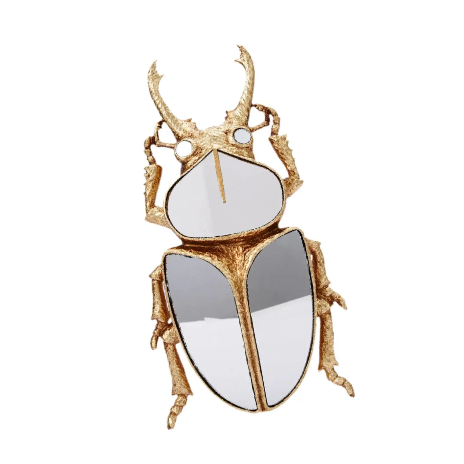 Beetle Mirror Wall Decor Gold Resin Wall Hanging Art Sculpture for Bathroom Farmhouse