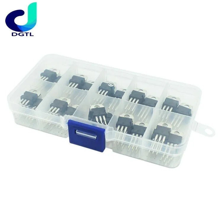 LM317T L7805 L7806 L7808 L7809 L7810 L7812 L7815 L7818 L7824 Transistor Assortment Kit 10value*5pcs 50PCS Voltage Regulator Box