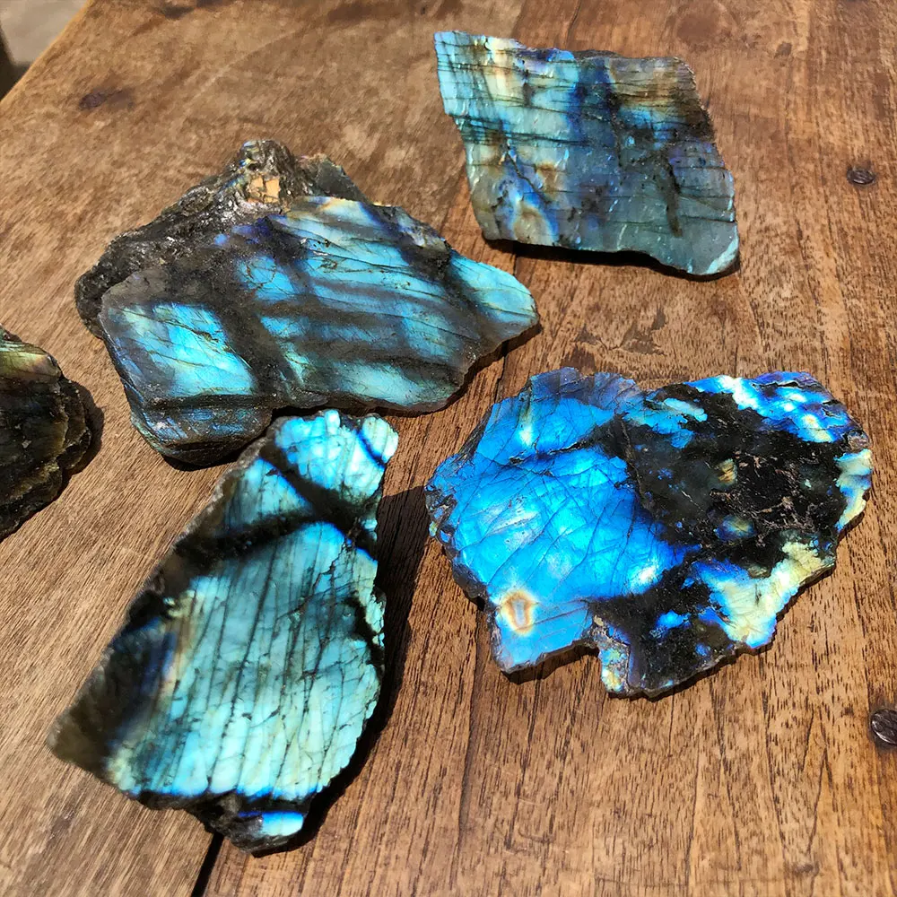 Labradorite Slab Slice Natural Raw Crystals Stones Flashy Quartz Crystal Gemstone Minerals DIY Home Decoration Room Decor Gift view 4
