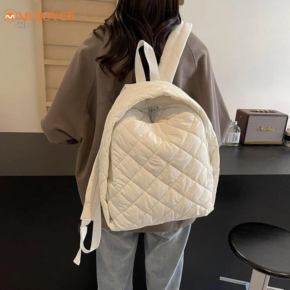 Quilted Puffer Backpacks for Women\'s Lightweight Cotton Rucksack Nylon Solid Travel Daypacks Large Capacity Casual Down Mochilas