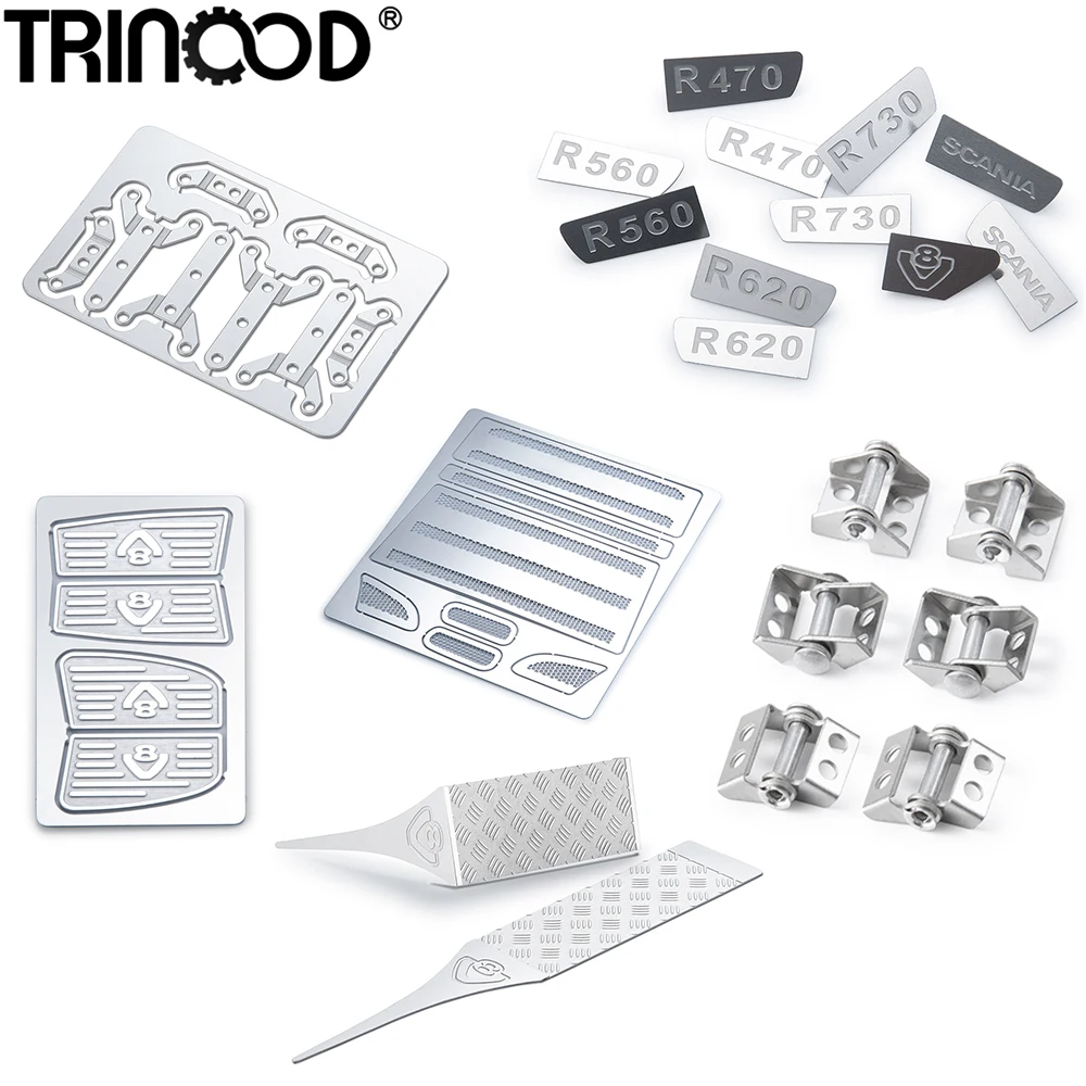 1:14 Scale Simulated Decoration Tools LOGO Sticker Anti-Slip Plates Intake Grille Door Hinge for Tamiya Truck Tractor DIY Parts