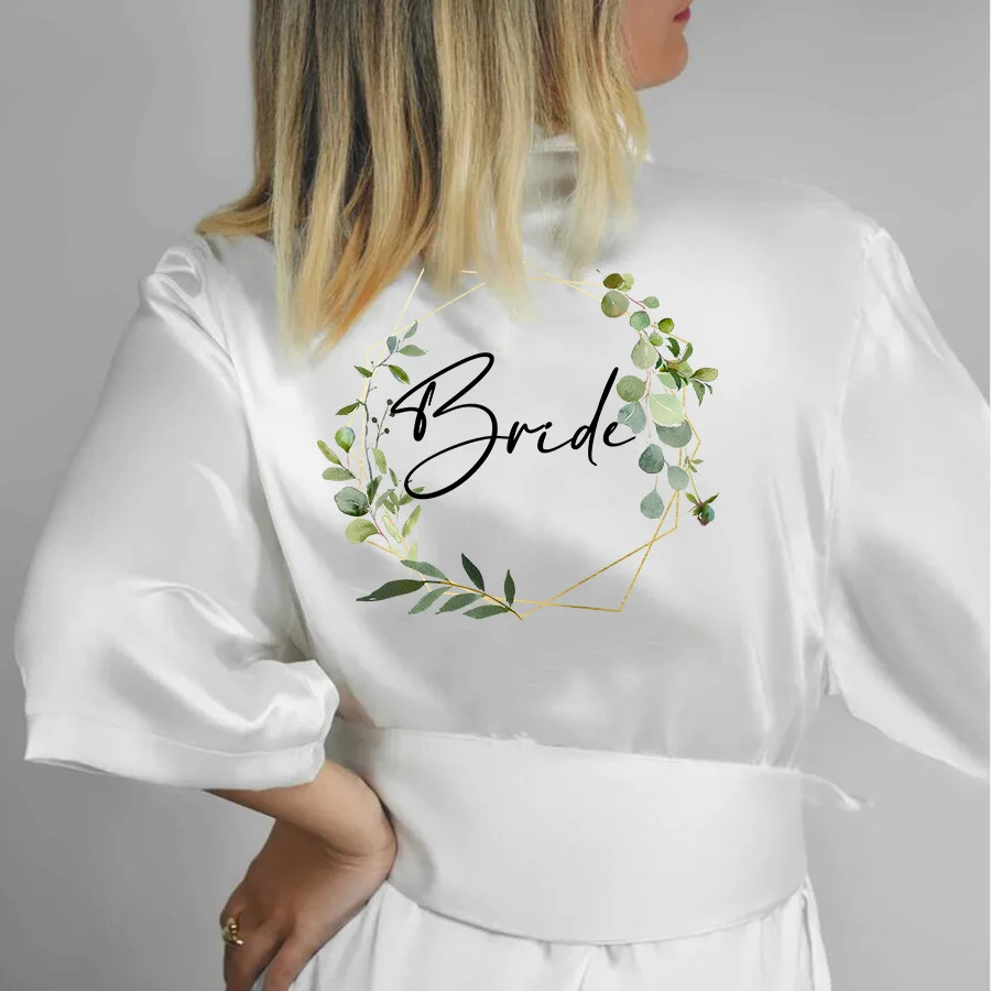 Bridal Party Sister Team Mother Wedding Bathrobe Faux Silk Robe Bride Bridesmaid Wedding Robes Woman Bachelorette Hen Party