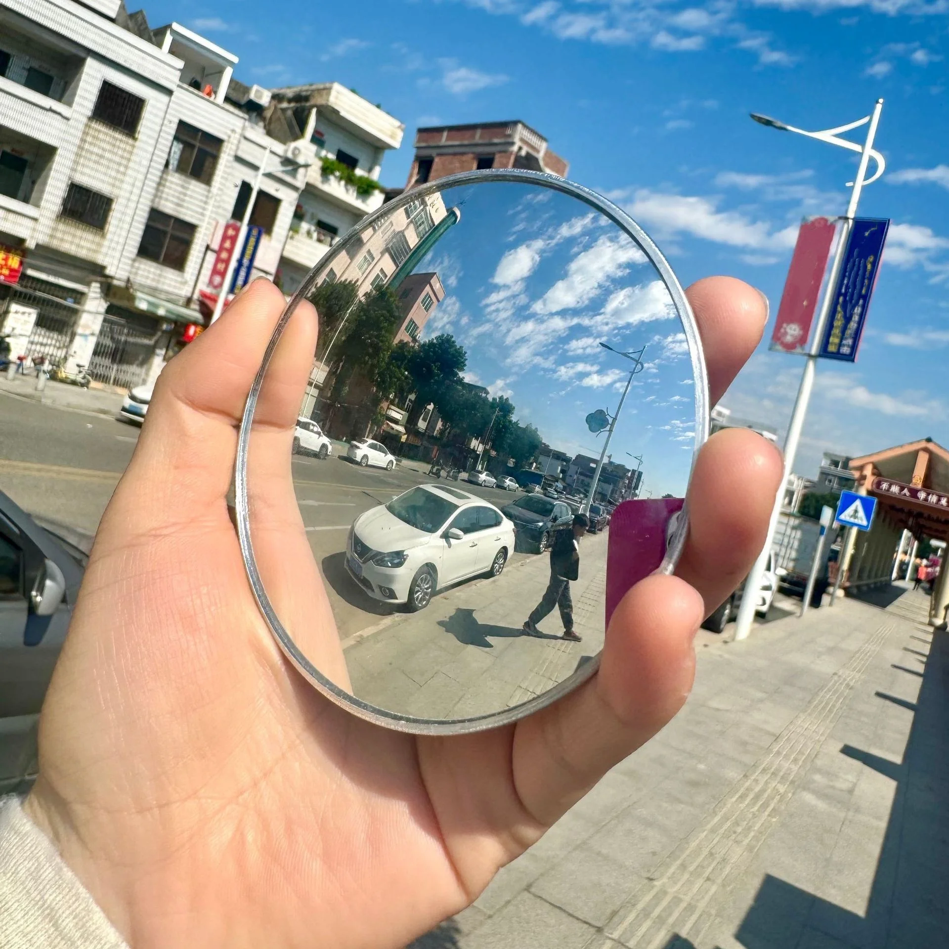 Foto bolle spiegel, zelfportret reizen reflecterende groothoek ronde spiegel, draagbare make-upspiegel, extra achteruitkijkspiegel