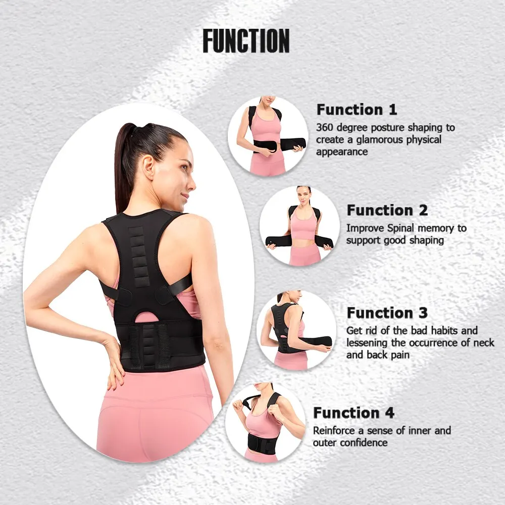 Thoracic Back Brace Posture Corrector 1PC - Magnetic Support for Shoulder and Back Pain Relief-Fully Adjustable Belt - Unisex