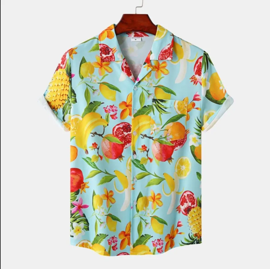 قميص رجالي مطبوع بنمط شاطئ هاواي، مقاس أوروبي، نقش زهور، قصة فضفاضة غير رسمية، أكمام قصيرة، ياقة ويندسور، مناسب لجميع المواسم