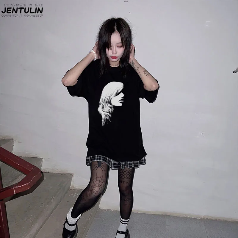 Harajuku Loose Retro Cotton Tops Men's Short Sleeved Tee Punk Hip Hop Male Shirts Streetwear Clothing Y2K Gothic Graphic T-shirt