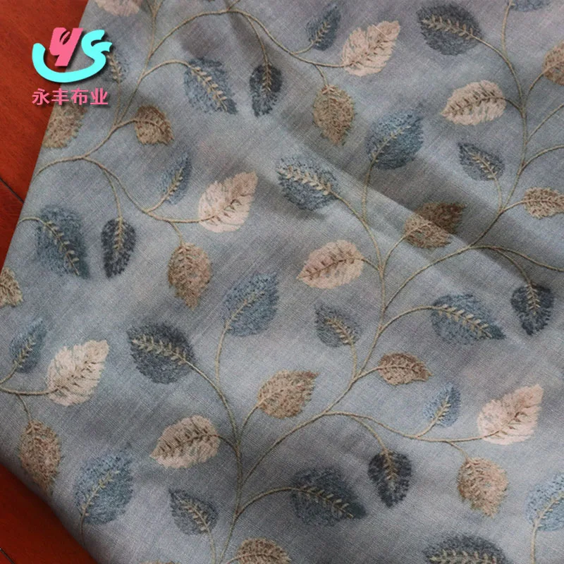 Fallen leaves return to their roots Ramie Cloth Printed Fabric For Dresses Robe Summer Thin wholesale  linen fabric