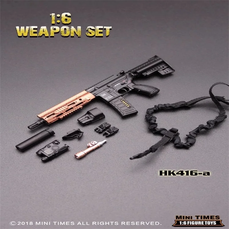 Hot Sale HK416 M4 Mini Times Toys 1/6 Soldier Miniature Plastic Weapon Model Fit 12'' Action Figure In Stock Birthday Gift