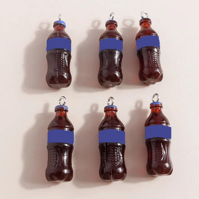 Leslie 10pcs Resin Beverages Drinks Bottle Cola Charms for Earrings Necklaces Jewery Making Accessories Findings