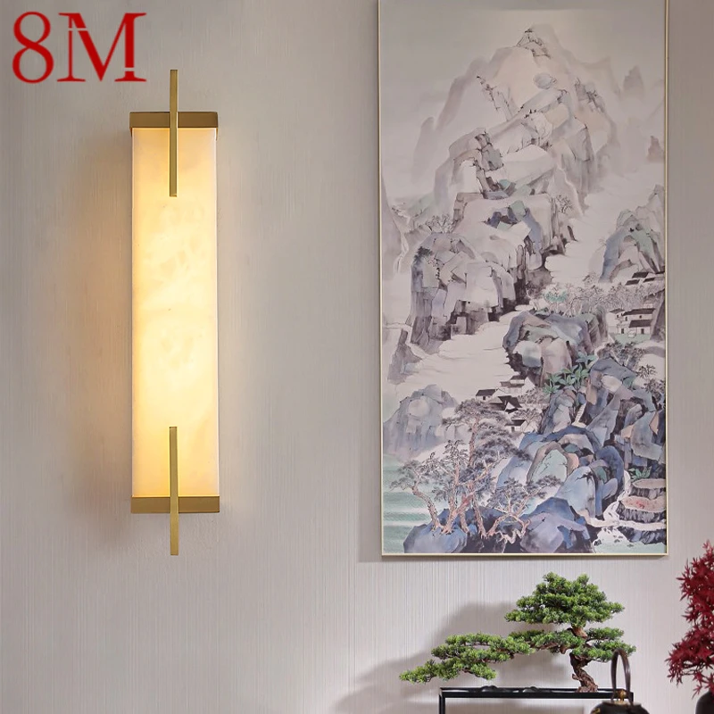 

8M Brass Wall Light LED Modern Luxury Marble Sconces Fixture Indoor Decor for Home Bedroom Living Room Corridor