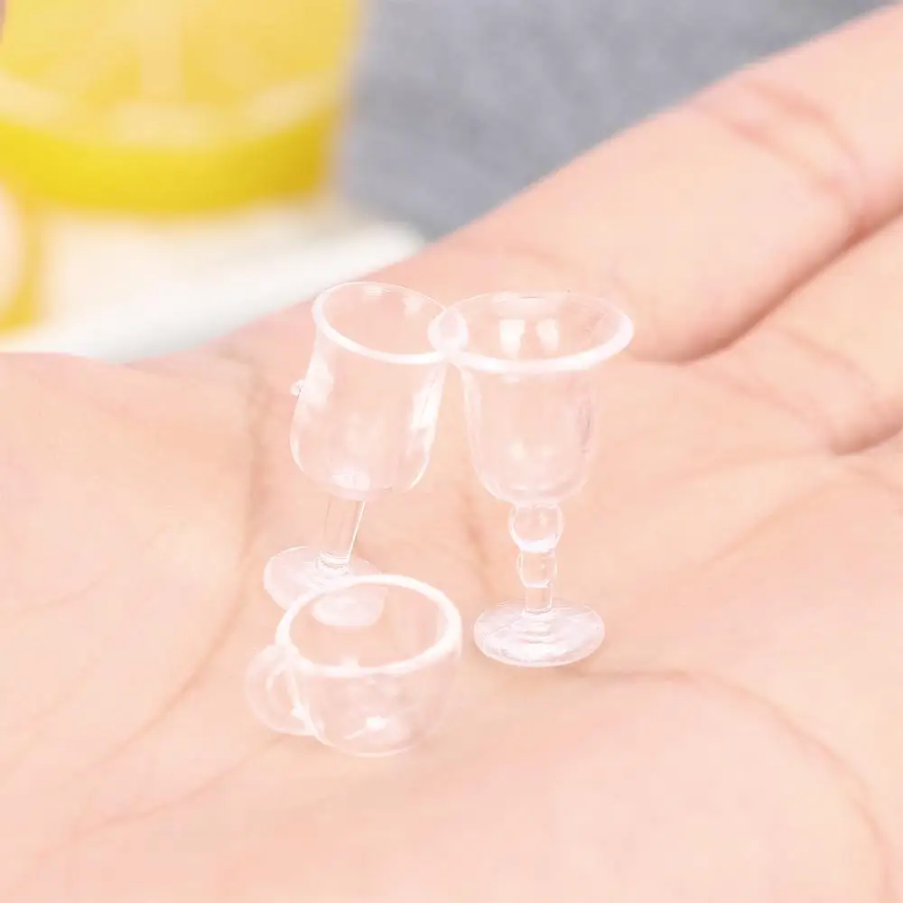 Plastic Transparent Goblets Plate Dollhouse DIY Toy Cups Decor Mini Dish