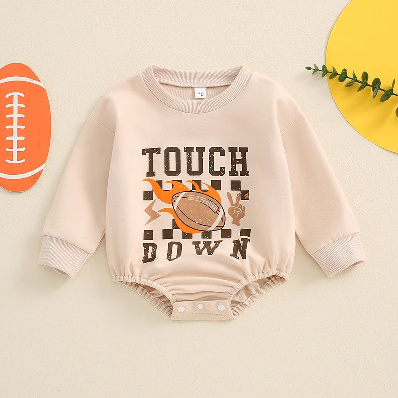 

Suefunskry Infant Baby Girl Boy Sweatshirt Romper Rugby Letter Print Long Sleeve Casual Jumpsuit for Fall