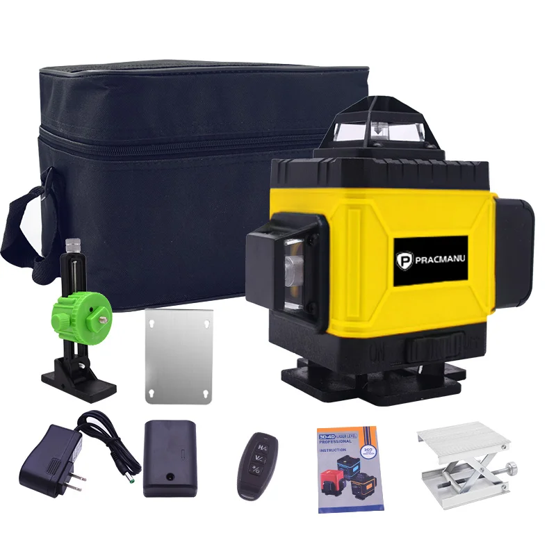 Pratico 4D 16 linee livello Laser verde linee trasversali orizzontali e verticali livello autolivellante 360 ° Laser con telecomando