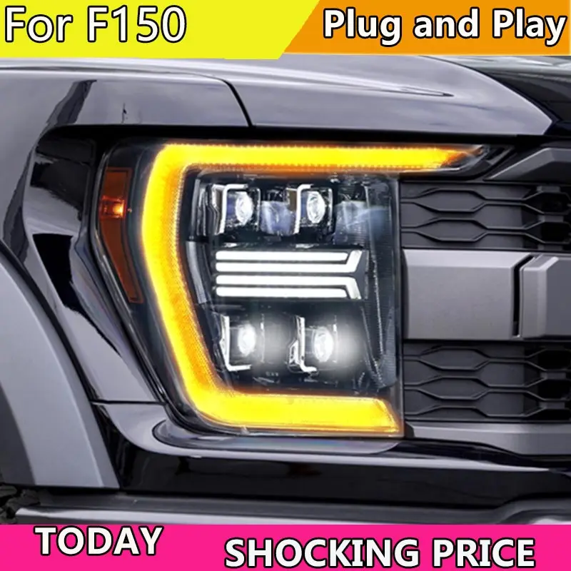 LED Headlight Assembly for Ford Raptor F150 2021-2023 Headlight Plug and Play with DRL Dynamic Turning Head lights