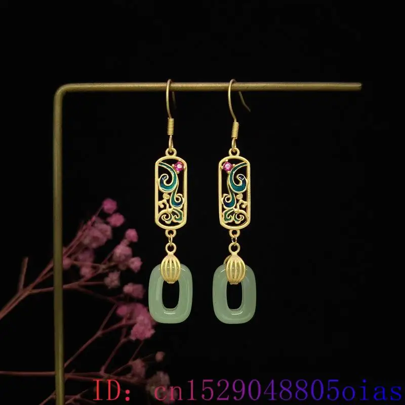 Real Jade Ring Earrings Energy Talismans Gifts Carved Gift Charm Natural Jewelry Lucky Fashion Vintage Amulet