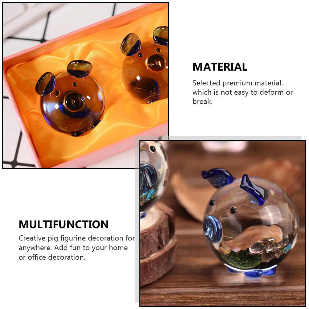 

1Pair Crystal Pig Ornament Premium Material Creative Design Home Office Decoration Birthday Festival Gift Tabletop Adornment