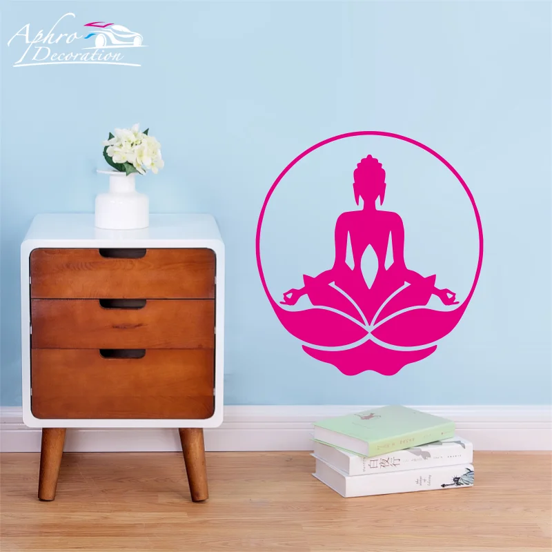 Lotus Design Mural interior Wall Decal Menditaon Sticker interior design buddha namaste yoga peace lotus flower OM Vinyl