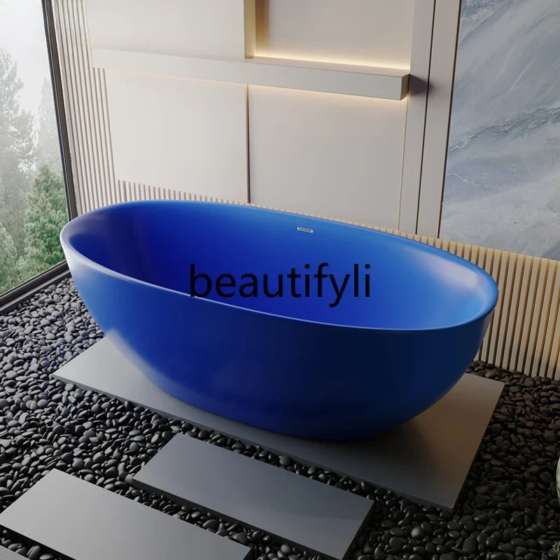 Acrylic bathtub blue independent integrated thermal insulation color custom bathtub