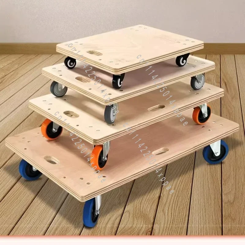 Strong Ability To Withstand Pressure Thick Wooden Cart Four Wheel Trailer Household Multilayer Board Good Load-bearing