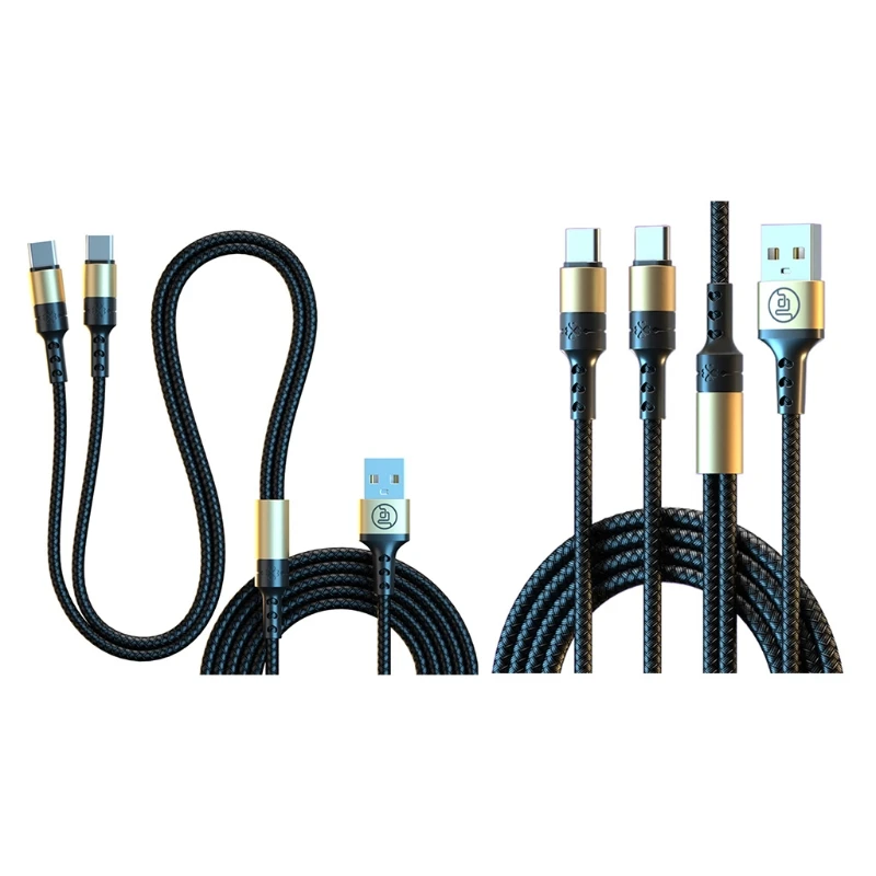 1.2/1.5/2M Dual Type C Data Cable Phone Fast Charging Cable Two in One Charging Cable for Mobile Phones/Tablets QXNF