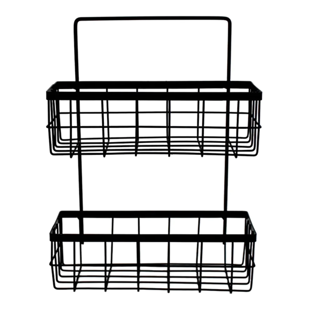 

Wall Mount Storage Rack Black Iron Draining Basket Kitchen Bathroom Home Supplies Sundries Organizer Sturdy Long Term Use