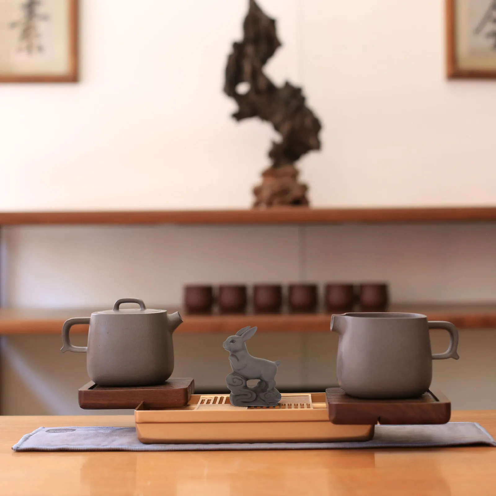 Creative Tea Pet Decoration Small Space Saving Tea Pet Adornment for Tearoom Home Office All Match Style Cartoon Animal Design