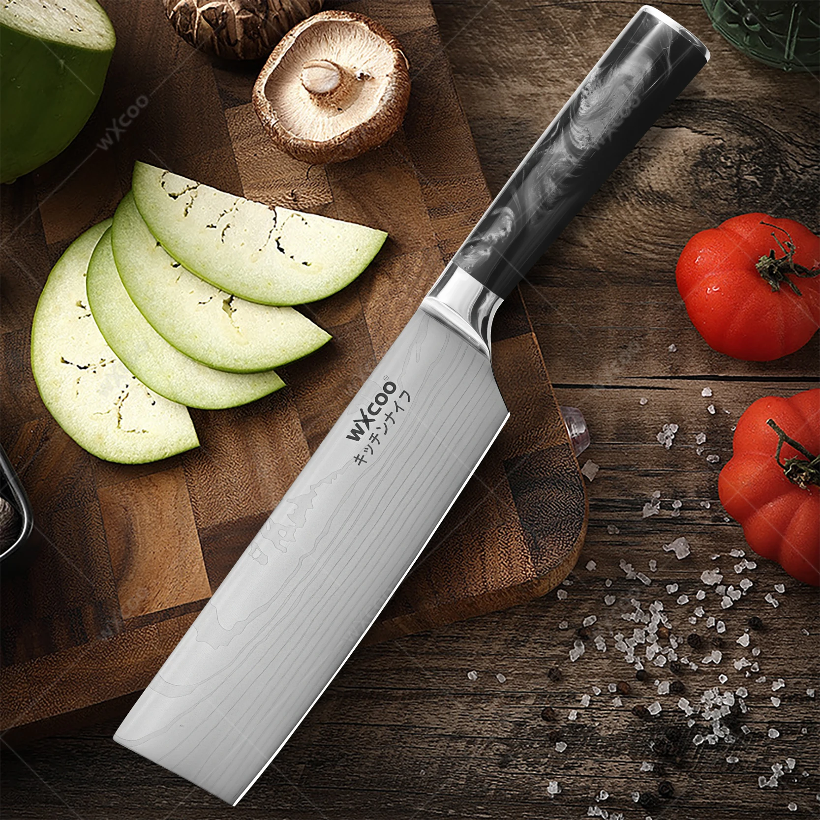 Stainless Steel Chef Knife 1-6PCS Japanese Kiritsuke Santoku Knife Laser Damascus Pattern Cleaver Kitchen Knife with Gift Box