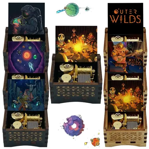 Adventure Game Outer Wilds Gold Movement Luxury Music Box Travelers' Encore Melody Special Musical Gift for Fans Friends Family